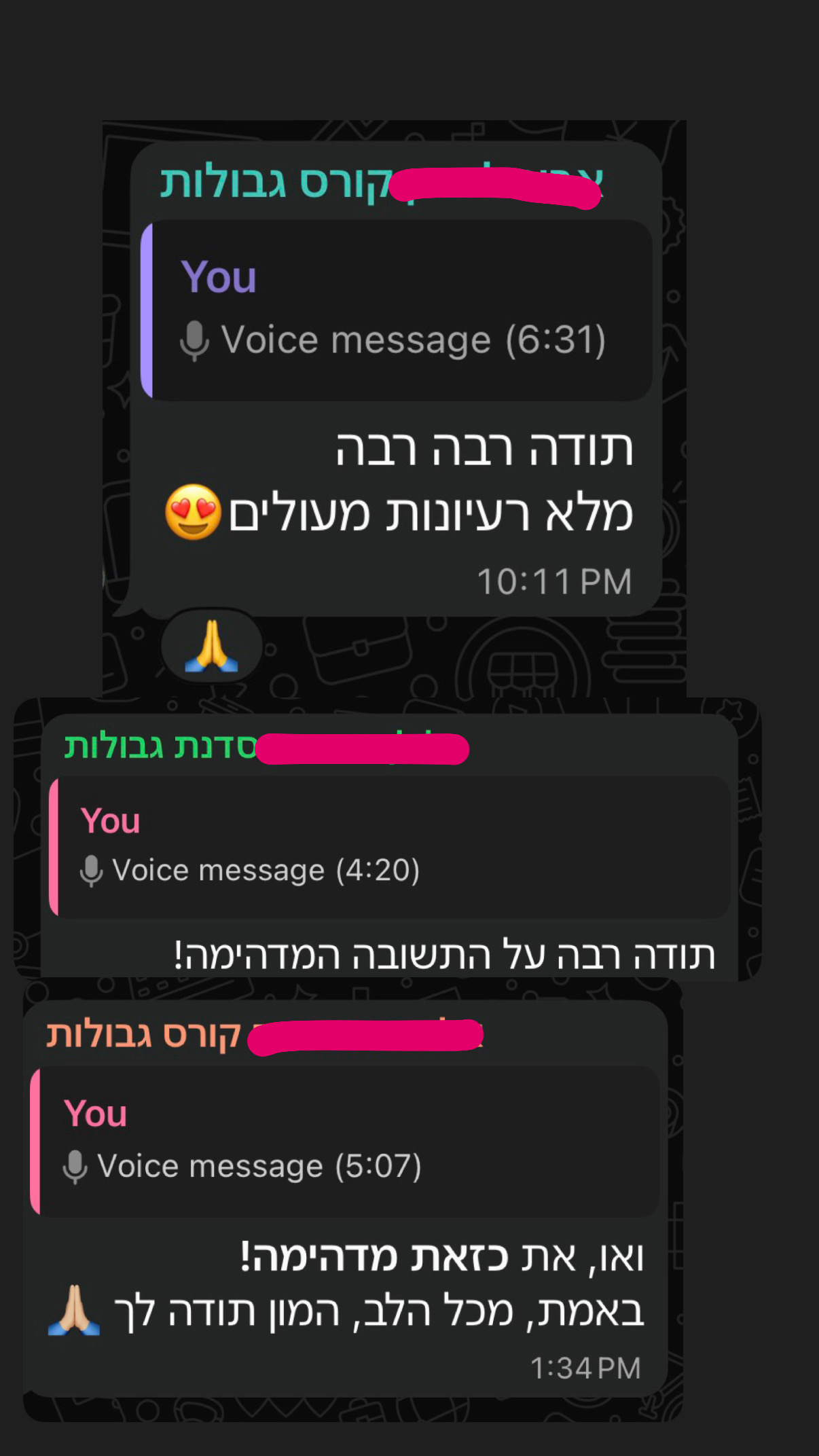 צילום מסך של המלצה