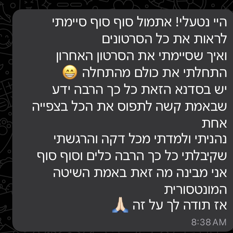 צילום מסך של המלצה